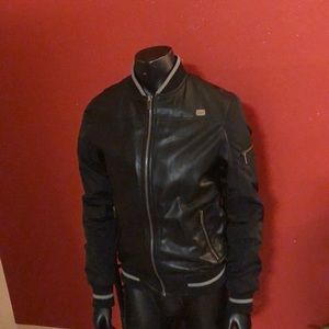 Faux Leather Varsity style Bomber